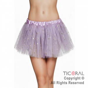 POLLERA TUTU INFANTIL CON BRILLOS LILA DE 30 CM DE LARGO